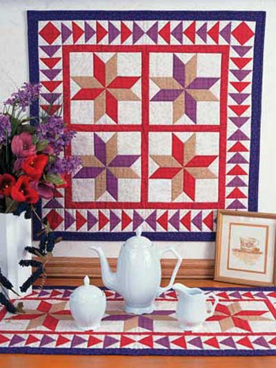 Table Quilt patterns  Heavenly hexagon runner table and free Runner Stars