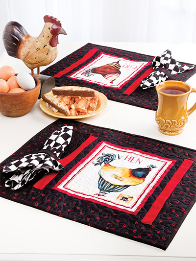 French Hens Place Mats With Napkins