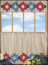Grandmother's Flower Garden Valance and Cafe Curtain
